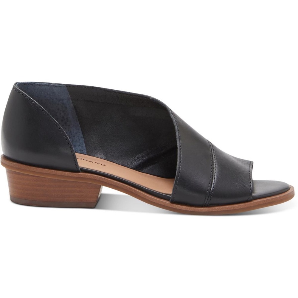 Lucky Brand Serkie Low Heel D'Orsay Sandal‎ Leather Black NEW $99 Size 5.5